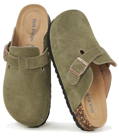 Meik Mangni Zoccoli e Sabot Donna Ciabatte da Uomo con Fibbia Regolabile al Piede Comodo Pantofole in Pelle Sandali di qualità,36-47 EU