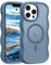 Pepmune Cover Magnetica per iPhone 13 Pro Max Custodia Compatibile con Magsafe Cornice Ondulata Forma Custodia Traslucida Opaca Cover Protettiva Sottile Antiurto Case per iPhone 13 Pro Max Blu