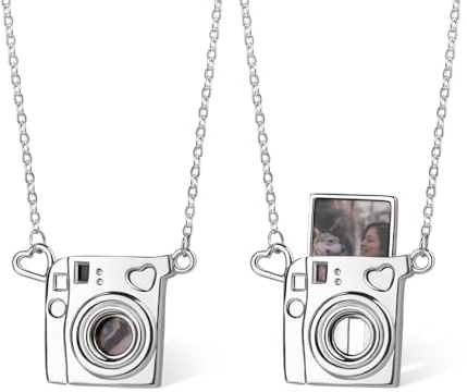Personalised Mini Pull-Out Camera Locket Necklace with Photo,Replaceable Photos, Custom Picture Pendant Necklace Photography Lovers Jewellery Gifts for Women Men Mom Wife