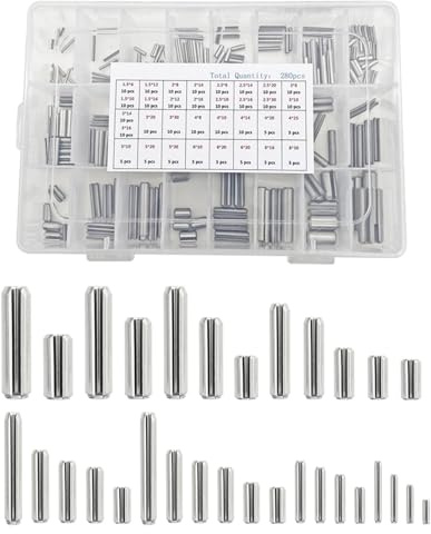 280 Stück Spannstift Hohlsplinte Sortiment Set, Spannstifte Sortiment Kit Edelstahl Schlitz Federstifte M1.5 M2 M2.5 M3 M3.5 M4 M5 M6 M8