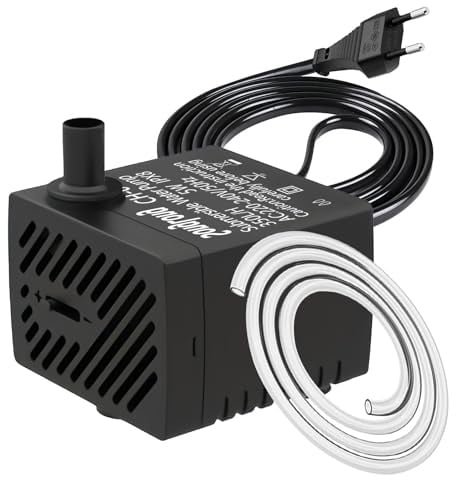 SongLong Tauchpumpe 5W 350 L/h, 3 m Kabel | Ultraleise, für Gartenbrunnen, Teich, Hydroponik-Systeme