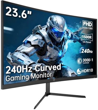 KTC 24 Inch Curved Gaming Monitor, FHD 240Hz, 1500R VA Curved Monitor, 3000:1 Contrast, Adaptive Sync, Low Blue Light, VESA Mount, 1080P PC Gaming Monitor