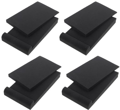 CVUTOVO 4 Stück Lautsprecher Isolationspads aus Hochdichtem Polyethylen in Schwarz mit Geräuschreduzierung und Vibrationsdämpfung für Subwoofer und Monitorlautsprecher
