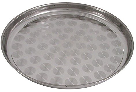 Metaltex Edelstahl Tablett rund 40 cm mit satiniertem Boden