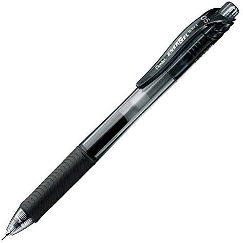 Pentel Knock Gel-Kugelschreiber Energel X, 0,5 mm Nadelspitze, schwarze Tinte (BLN105-A)