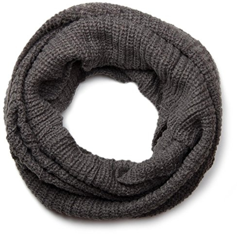 styleBREAKER Unisex Feinstrick Schal, einfarbiger Loop Schlauchschal, Feinripp Winter Strickschal, Loopschal 01018112, Farbe:Dunkelgrau