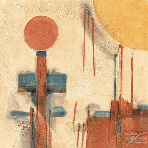 Kunstdruck von Kawa, „lambda“ quadratisch 30 x 30 figürlich abstrakt vorwiegend Brauntöne, modern junge Kunst Poster