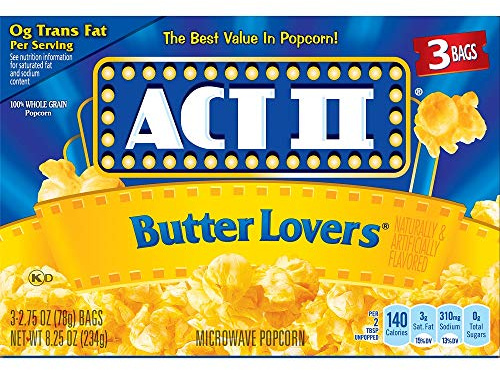 Act II Butter Lovers Mikrowellen-Popcorn (2 Stück) 234 ml Boxen, 3 Beutel pro Box