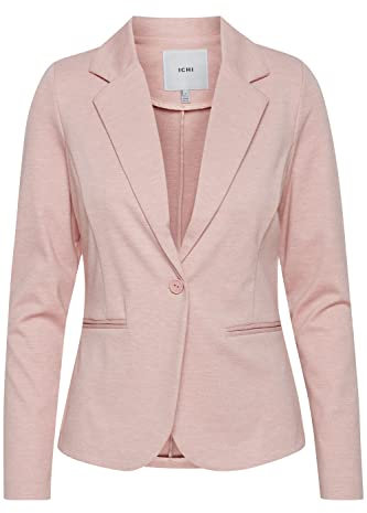 ICHI IHKATE BL Damen Blazer Kurzblazer Jacke Ein-Knopf-Blazer mit Stretch und Reverskragen, Größe:XL, Farbe:Rose Smoke Melange (12524)