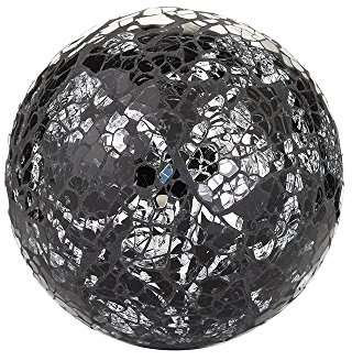 Dekorative Kugel mit Glasmosaik, erhältliche Größen: 9 cm/ 10 cm/ 11 cm, schwarz/silber, 11 cm