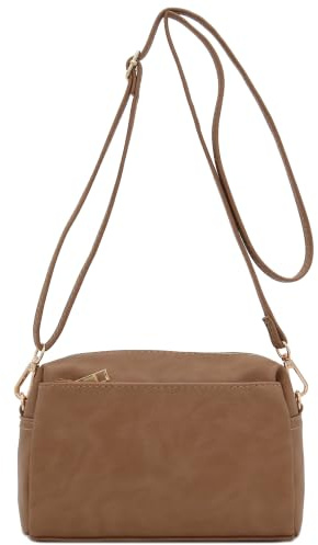 FashionPuzzle Triple Zip Small Crossbody Bag