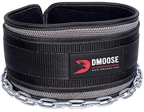 DMoose Fitness Premium Dip Gürtel mit Kette 36 Heavy Duty Stahlkette, Comfort Fit Neopren, Double Stitching - Maximieren Sie Ihre Gewichtheben & Bodybuilding Workouts mit Durable Dipping Belt
