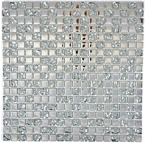 Glasmosaik EP Silber Glas für WAND BAD WC KÜCHE FLIESENSPIEGEL THEKENVERKLEIDUNG BADEWANNENVERKLEIDUNG Mosaikmatte Mosaikplatte