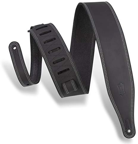 Levy's Leathers weicher Nubuk Ledergurt für Gitarre | Breite 6,4 cm | Schwarz | (M17BDS-BLK)