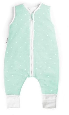 Ehrenkind® Baby Sommerschlafsack mit Füßen 1.0 TOG aus weicher OEKO-TEX zertifizierter Bio-Baumwolle | Sommer Schlafsack | Baby Schlafsack Gr. 70 Mint mit weißen Sternen | 1 Tog