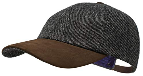Borges & Scott Die Sligo - Baseball Cap - 100% Wolle - Irish Tweed – Schirm aus Nubuk Leder - Irischer Schiefer
