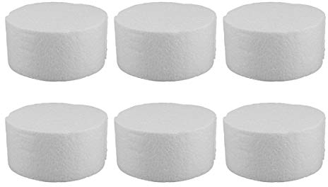 6 Stück Runde Styropor Scheibe Kuchen Styropor Torte Cake für DIY Basteln Blumengestecke Weihnachten Hochzeit Party Kuchen Dekoration Supplies Weiß Größe