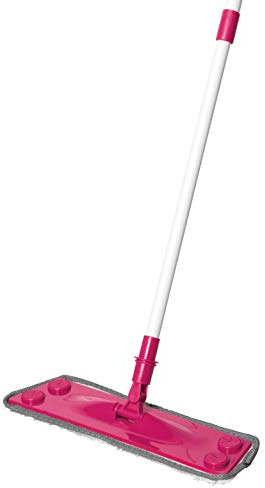 Kleeneze KL079619EU7 Flat Mop - 3 In 1 Mop, Large Microfibre Head Locks In Dirt, Dusting Hard Floor Cleaner, Dust & Polish, Scrub & Clean, Suction Grip For Wet Or Dry Sheets, 120cm Extendable Handle