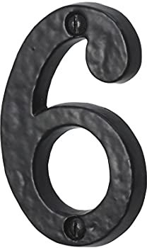 SISI UK® Numeri in ghisa nera per porta di casa, con finitura anticata, 7,6 cm, con viti (numero 6)