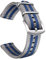 Militär Canvas Seat Belt Nylon Uhrenarmband für Männer Frauen mit Schnellverschluss Edelstahl Silberne Schnalle, Grau/Blau Gestreift, 20mm