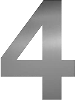 Zahlen-Aufkleber Nr. 4 in silber I Höhe 10 cm I selbstklebende Haus-Nummer, Ziffer zum Aufkleben für Außen, Briefkasten, Tür I wetterfest I kfz6754