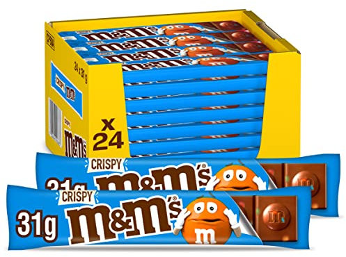 M&M'S Barretta Crispy Al Cioccolato Con Riso Soffiato, 31 g, Confezione da 24, 744 g