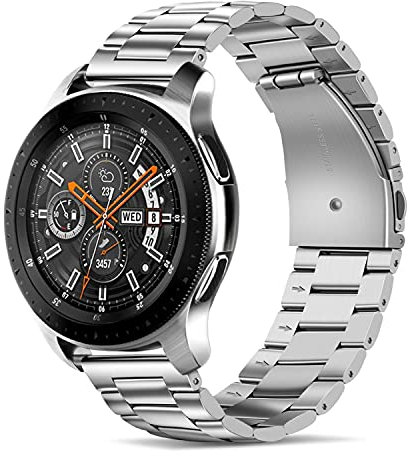 Tasikar Bracelets compatibles avec Samsung Galaxy 7/6/5/4 Bandes/Watch 6 Classic 43mm 47mm/ 5 Pro véritable bracelet en acier inoxydable pour Galaxy 4 Classic/Watch 3, Silver