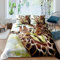 feelingyou Zwei Giraffen Bettwäsche-Set Grüne Baumblätter Bettwäsche Set 135x200cm Ölgemälde Betten Set für Kinder Jungen Mädchen Teenager 2St.Reißverschluss Mikrofaser