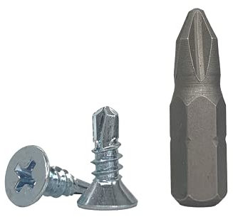 Confezione da 200 viti DIN 7504 P in acciaio zincato da 4,2 x 13 mm, viti autoperforanti per lamiera, a testa svasata a croce (Phillips), autofilettanti (200, 4,2 x 13 mm)
