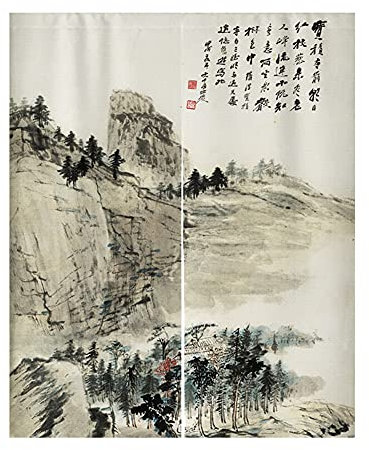 Hiseng Japonais Noren De Rideau de Porte Diviseur Tapisserie Fenêtre Rideaux Panneau, Tenture Décoration pour Chambre à Coucher Cuisine Restaurant Embrasure (Montagne,90x200cm)