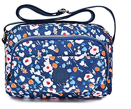 tuokener Petit Sac Bandouliere Femme Sac à Main Tissu Bandoulière Femmes Imperméable Saccoche Fille Pour Voyage (Impression bleue)