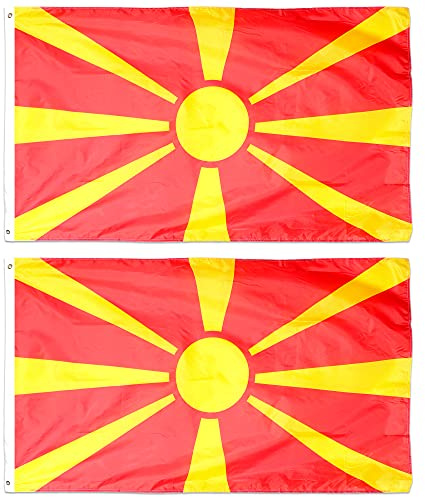 Bandera de Macedonia del Norte de Macedonia Decoración para disfraz, bandera grande de Macedonia del Norte con ojales de aproximadamente 5ft x 3ft, fútbol, rugby, eventos deportivos y celebraciones