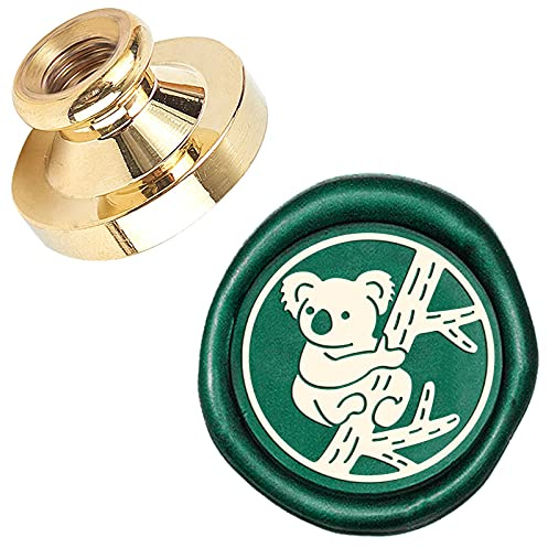 CRASPIRE - Timbro per sigillo di cera Koala, testa di ricambio in ottone, 25 mm, vintage, per buste, biglietti di invito, regalo, matrimonio, Halloween, Natale, Capodanno
