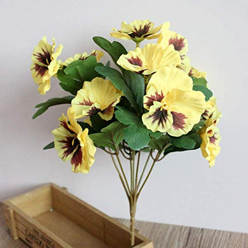 Rutaqian Künstliche Stiefmütterchen, künstliche Blumen für Garten, DIY, Bühne, Party, Zuhause, Hochzeit, Basteln, Dekoration, Gelb