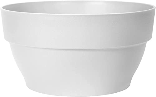 Muddy Hands Bowl Plant Pot Outdoor Garden Round Plastic Flower Planter (27cm, White)