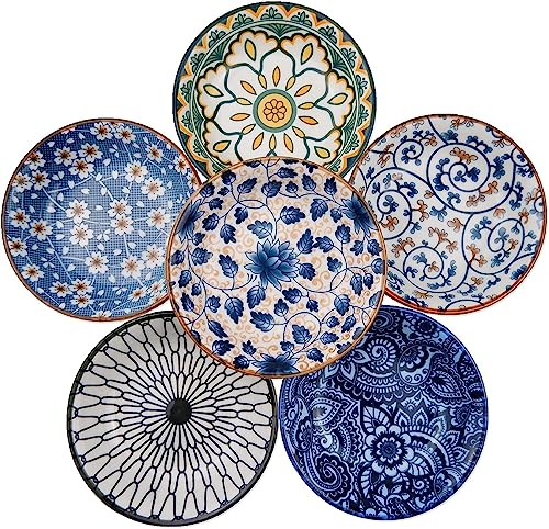 TuYines Porcelain Tapas Dishes,Snack Bowls for Tapas,Tapas Bowls Set,Ceramic Dipping Bowls,6pcs Ø 10 cm Small Spice Bowls,Dishes Sauce Dishes for Sushi,Sauce,Snack and Soy