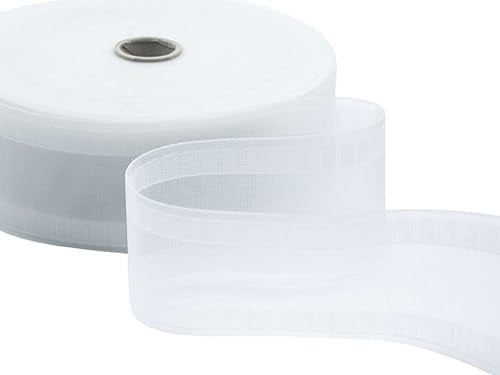 Furlanis - Wave Transparentes Gardinenband ohne Schnüre - 75 mm x 50 m, Weiß