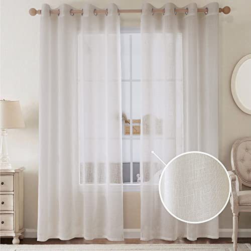 CUCRAF Leinen Voile Vorhänge mit Ösen Gardine für Schlafzimmer Wohnzimmer, Leinenfarbe, H260 x B140cm 2er Set
