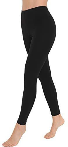 OCERA Damen Lange Leggings aus atmungsaktiver Baumwolle mit hoher Taille, Größen S-M-L-XL-2XL (36-54), ÖKO-TEX Standard 100 Zertifiziert