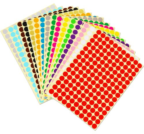 JANYUN 2640 Stück 10mm Runde Punktaufkleber 16 Farben Bunte Selbstklebende Klebepunkte Aufkleber Kleine Farbkodierung Etiketten Markierungspunkte zum Beschriften (10mm)
