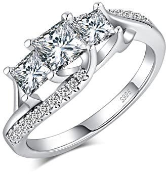 Breite Silber 925 Ring Damen Größe 52 Mit Zirkonia Und Diamant - Solitär Verlobungsring Hochzeitsring Weißgold