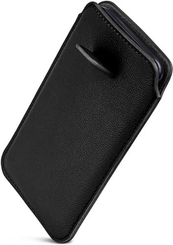 ONEFLOW Liberty Case für iPhone SE (2020/2022) Handy Einsteckhülle mit Rückzugfunktion, PU Leder Handytasche, Schutzhülle mit Lasche, Sleeve Etui Hülle zum Einstecken, Schwarz