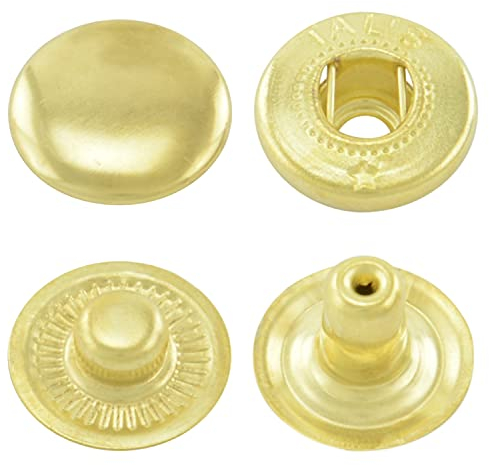 10 mm goldene Stahl S-Feder Druckknöpfe zum nieten (25 Stück) - Hochwertige Snaps für Bekleidung, Taschen, Leder & DIY Handwerk, Nähzubehör