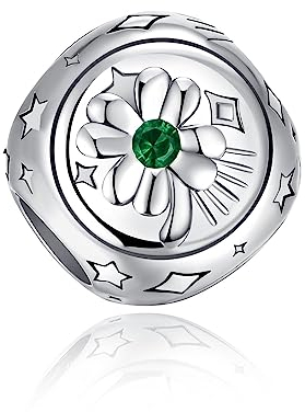 Alstiva Klee, Hufeisen & Marienkäfer Dreiseitiges Charm 925 Sterling Silber 5A Zirkonia Charm Anhänger für Armband Charm Bead Pendant für Europäische Armbänder Halsketten Geschenk für Damen Frauen