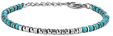 GAVU Stainless Steel Hematite Synthetic Turquoise Stone Bracelet for Men