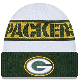 New Era Green Bay Packers NFL 2023 Sideline Tech Knit OTC White Beanie - One-Size