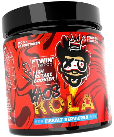 FTWIN HIGH VOLTAGE BOOSTER | Für GAMER und E-SPORTLER | REFLEX – FOCUS – ENERGY – ENDURANCE | 320 g = 40 Portionen (320 g, Kaos Kola)