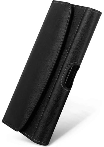 moex Snap Bag für iPhone 15 Pro Max Handytasche Gürtel Tasche quer, Handy Gürteltasche mit Clip Halterung, Holster Quertasche PU Leder Etui Damen Herren Magnetverschluss, Schwarz