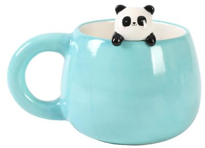 I-TOTAL® - Tazza in Ceramica con Animaletto in Ceramica sul Bordo, Tazza per Tè o Caffè (PANDASTIC) 450 ml