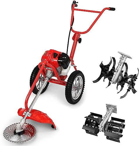 NAKEAH Walk-behind Gasoline Multifunctional Small Weeder 42.7cc Walk-behind Scarifier Home With 2 Stroke Engine Gas Powered Lawn Mower